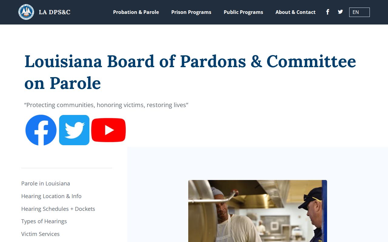 Orleans Parish parole hearing and decision records page
